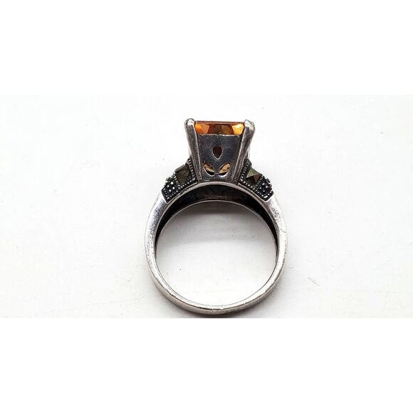 BUY 21.5 Ct Citrine Sterling Silver Cocktail Ring | John S  925 Sterling Silver Citrine & Marcasite Accent Faux Stone Cocktail Ring Size 8.5